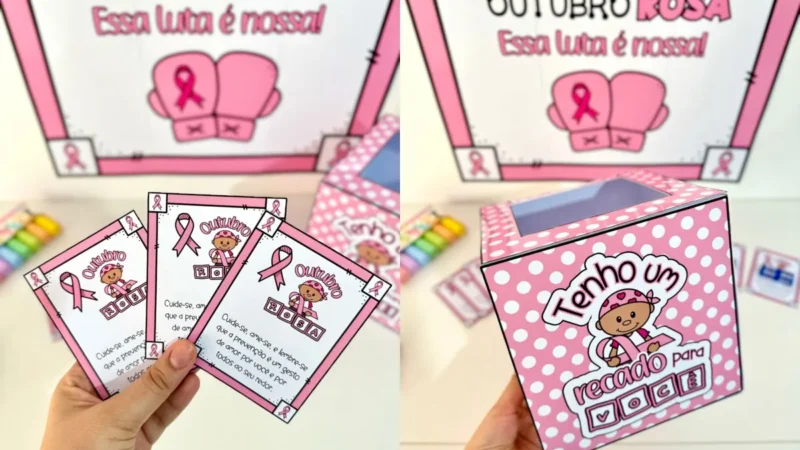 1 cartaz caixa e lembrancinha outubro rosa capa