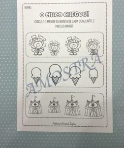 Amostra do material Kit Circo em PDF para Imprimir