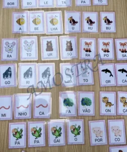Amostra do material Sílabas simples e complexas Animais