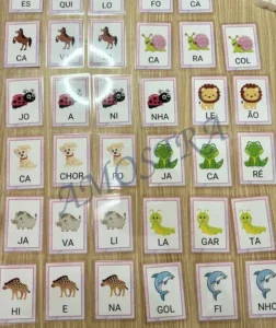Amostra do material Sílabas simples e complexas Animais
