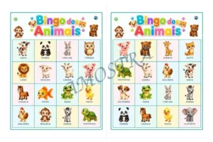 Amostra do material Bingo dos animais - 30 cartelas
